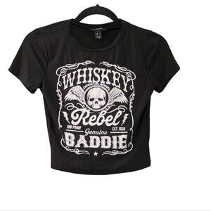 Black and white graphic crop top.